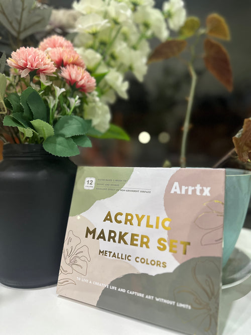 Arrtx Acrylic Marker Set Metallic x12